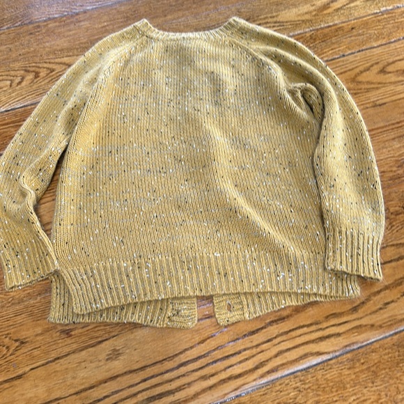 Le Lis back button style sweater. Elbow patch. Mustard/black/white. Size Medium - Picture 3 of 10